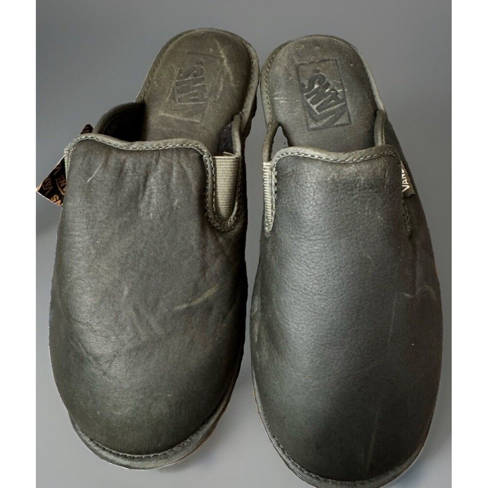 NWT Vans Harbor Mule VR3 Pewter Olive Green Leather Slippers M6 W7.5  **NOTE**